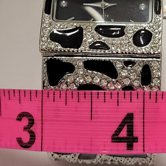 OSIROCK Sequin Black Sparkly Cuff Bangle Watch - Picture 6 of 16